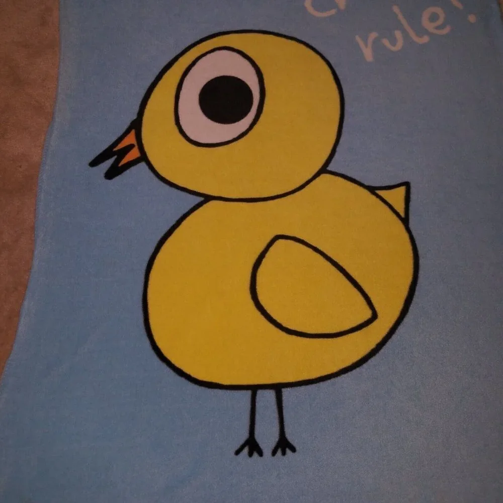Chicks Rule Blue Yellow Lightweight Fleece Blanket Throw 41x52